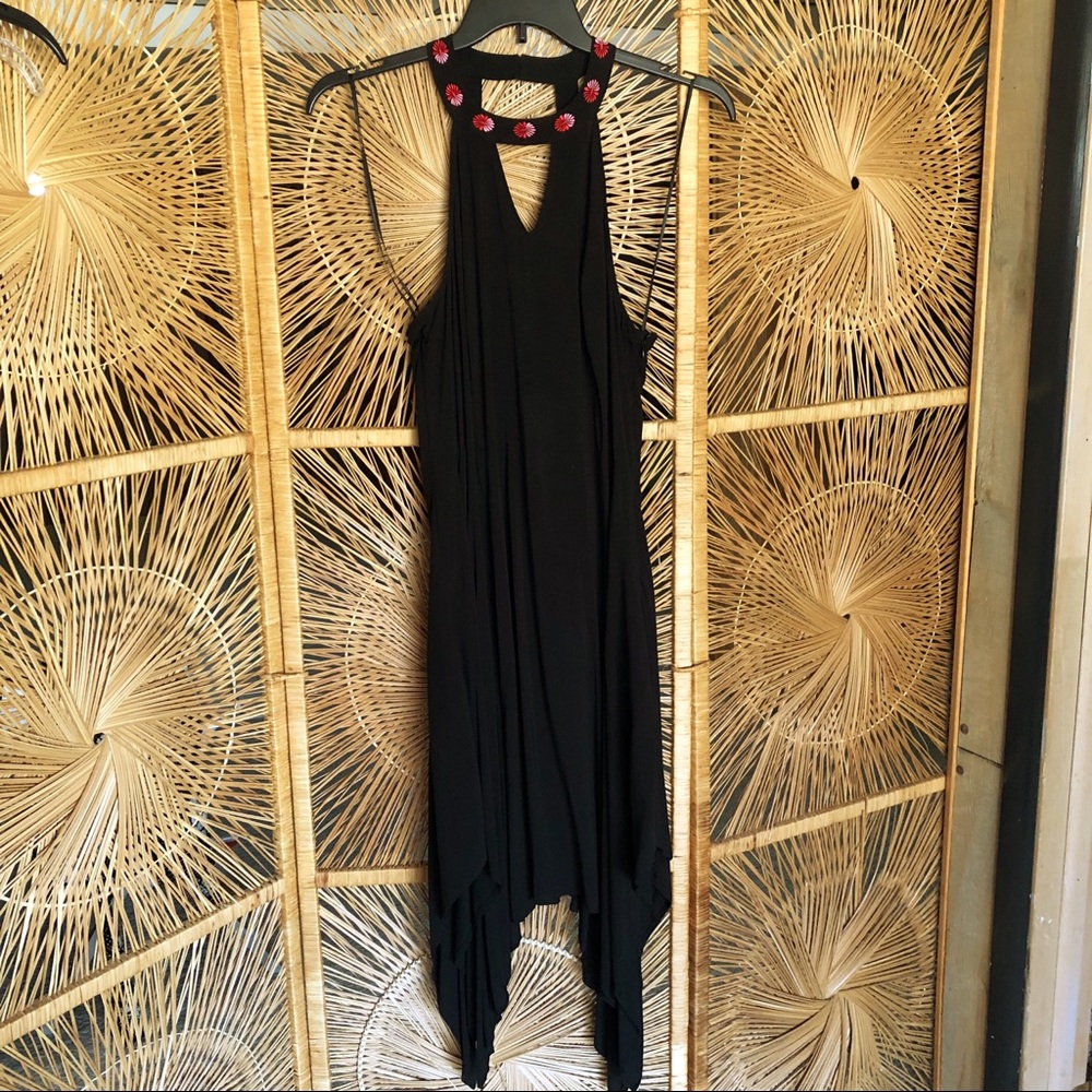 Candie’s Solid Handkerchief Hem Maxi Dress NWT